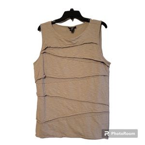 Nwt Alfani Women's Plus Sz 2x Sleeveless Layered Asymmetric Top Tunic Oatmeal